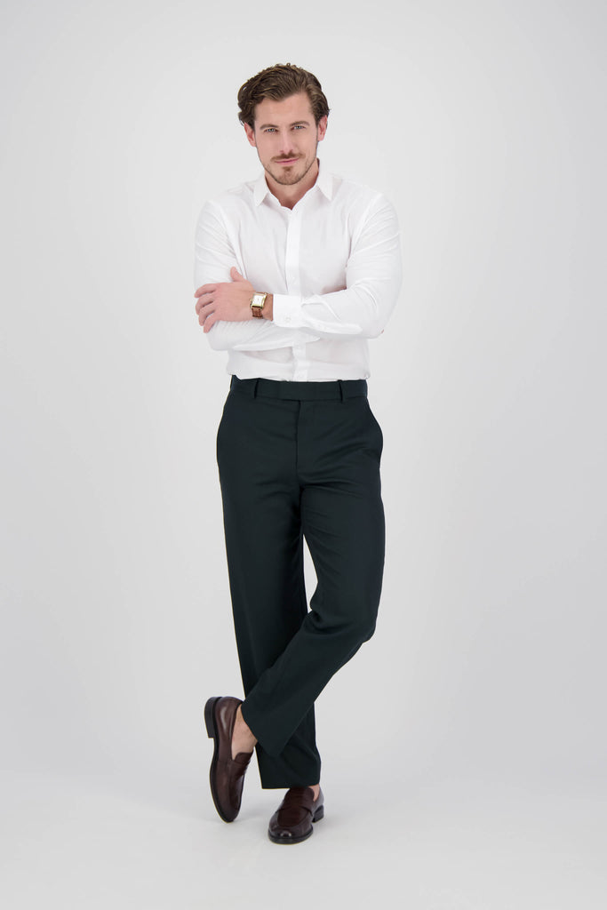 Model wearing Montebello White Dress shirt