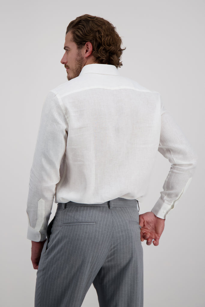 Akumal Ivory Linen Dress Shirt view from back