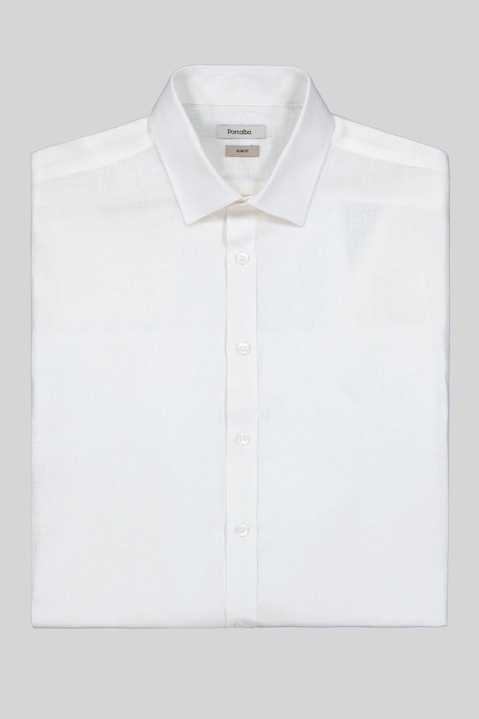 Folded Akumal Ivory Linen Dress Shirt