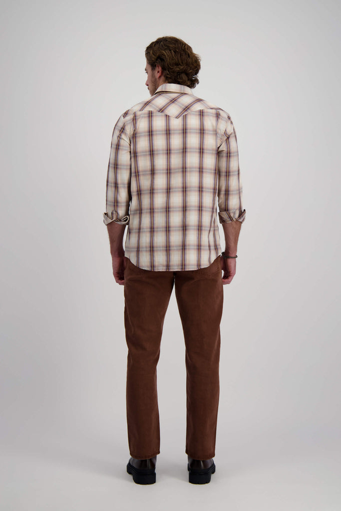 Venustiano Plaid Western style Shirt view from back
